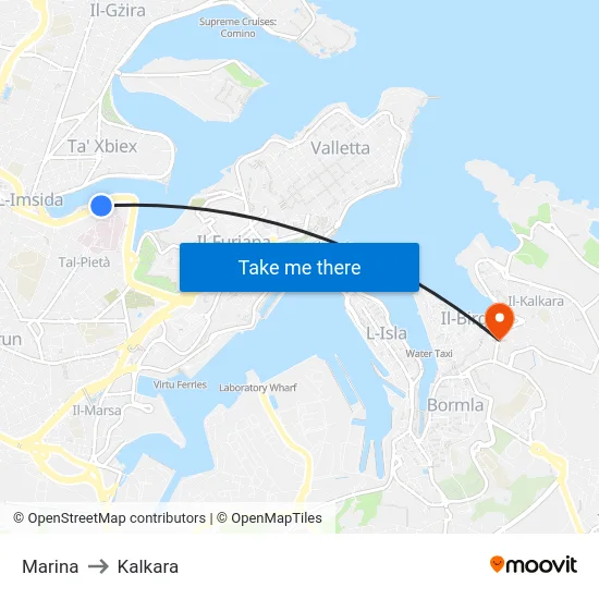 Marina to Kalkara map
