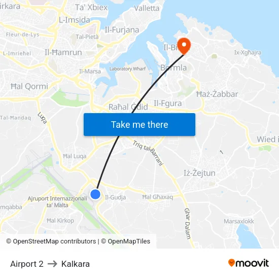 Airport 2 to Kalkara map