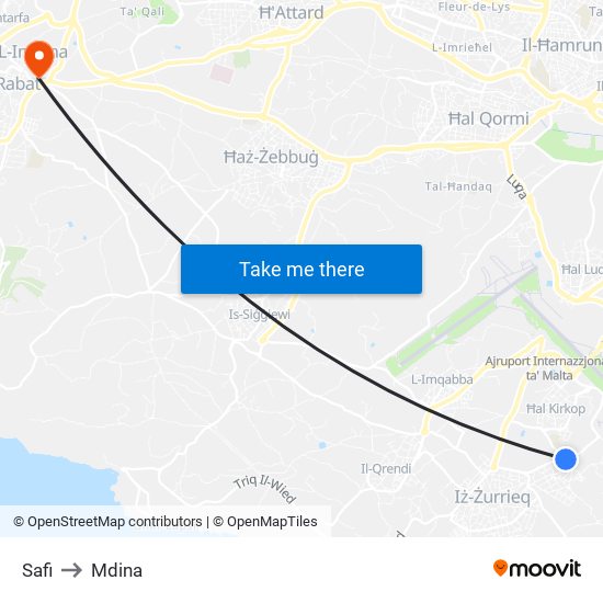 Safi to Mdina map