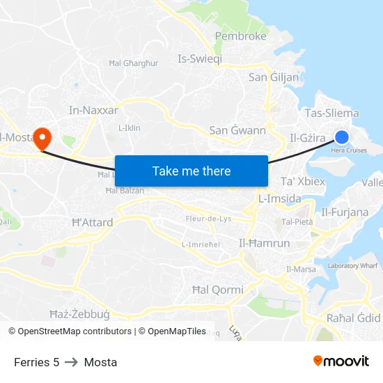 Ferries 5 to Mosta map