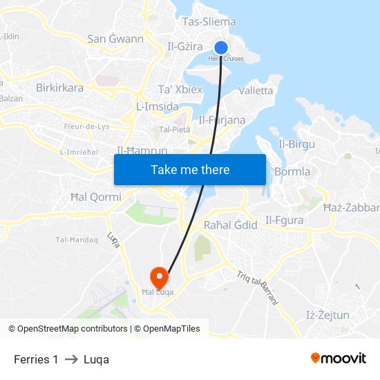 Ferries 1 to Luqa map