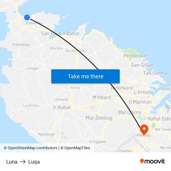 Luna to Luqa map