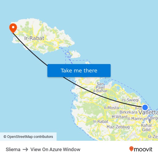 Sliema to View On Azure Window map