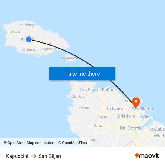 Kapuccini to San Ġiljan map