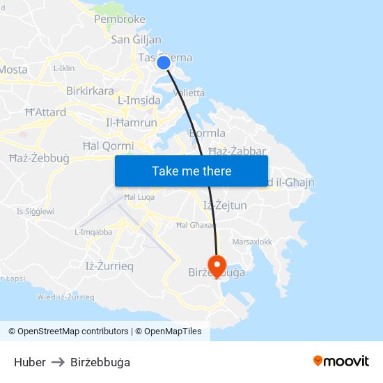 Huber to Birżebbuġa map