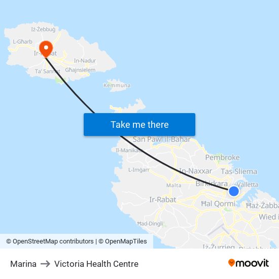 Marina to Victoria Health Centre map