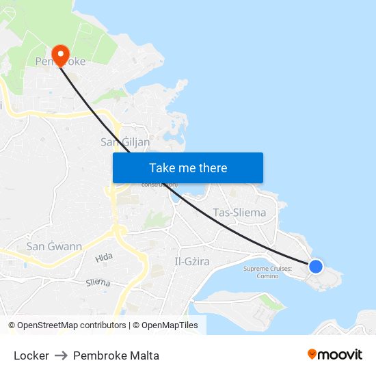Locker to Pembroke Malta map