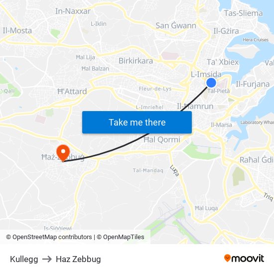 Kullegg to Haz Zebbug map