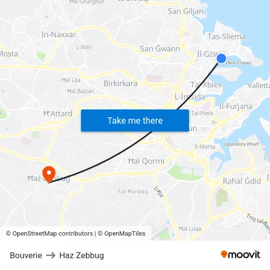 Bouverie to Haz Zebbug map