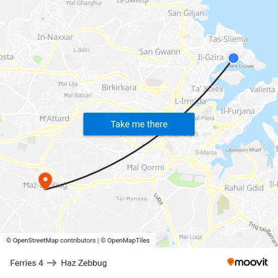 Ferries 4 to Haz Zebbug map