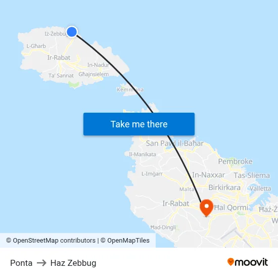 Ponta to Haz Zebbug map