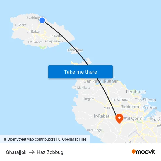 Gharajjek to Haz Zebbug map
