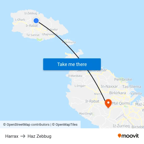 Harrax to Haz Zebbug map