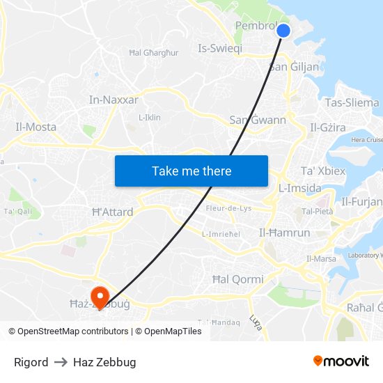Rigord to Haz Zebbug map