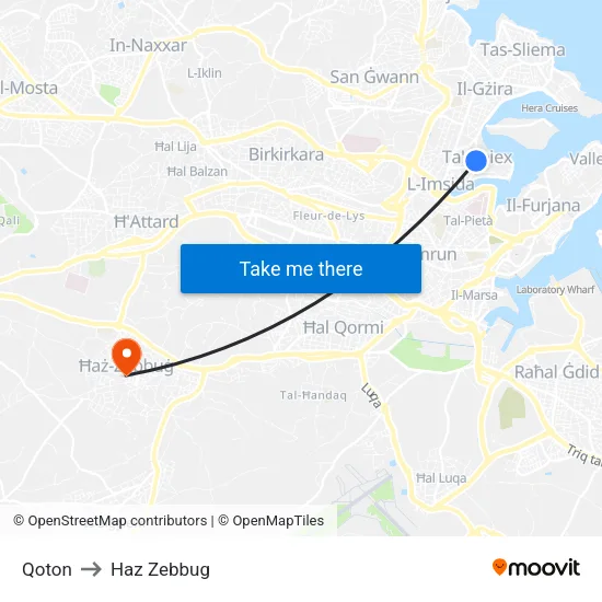 Qoton to Haz Zebbug map