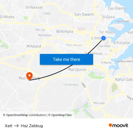 Xatt to Haz Zebbug map