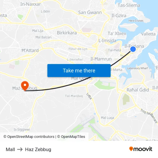 Mall to Haz Zebbug map