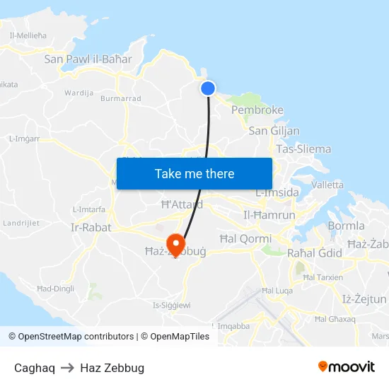 Caghaq to Haz Zebbug map