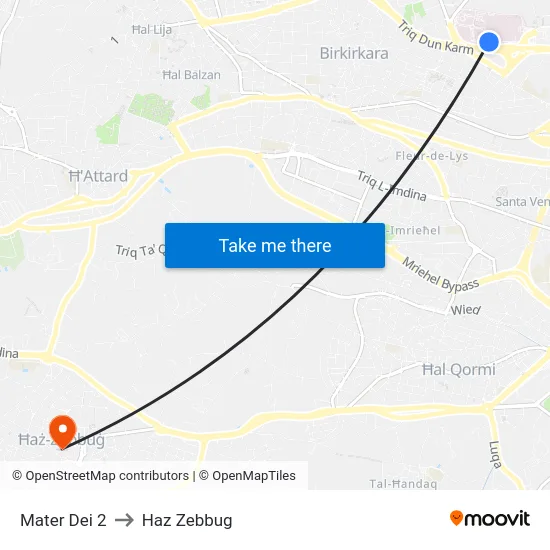 Mater Dei 2 to Haz Zebbug map