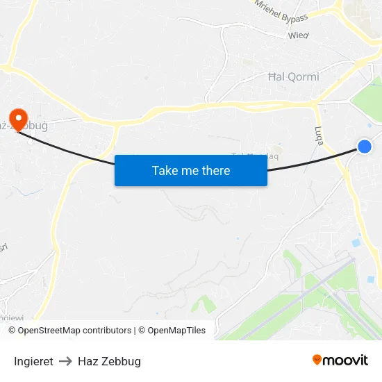 Ingieret to Haz Zebbug map