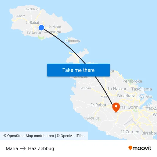 Maria to Haz Zebbug map
