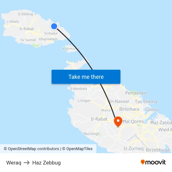 Weraq to Haz Zebbug map