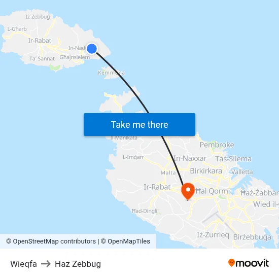 Wieqfa to Haz Zebbug map