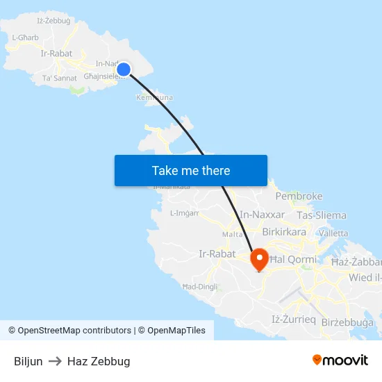 Biljun to Haz Zebbug map