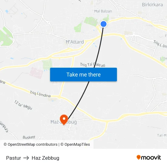 Pastur to Haz Zebbug map