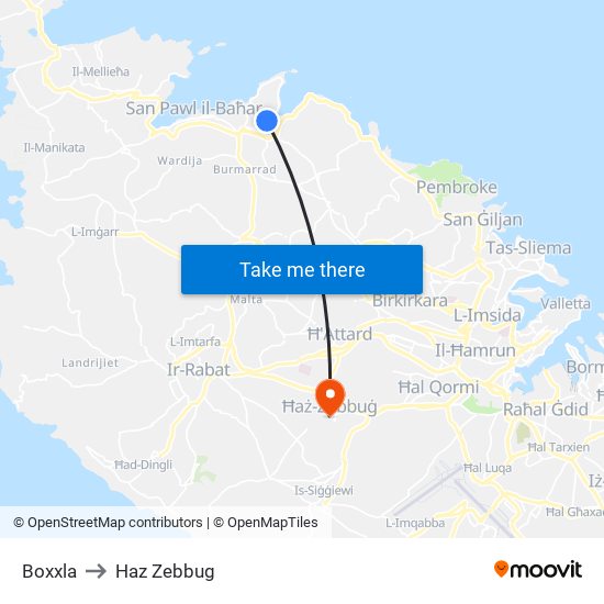 Boxxla to Haz Zebbug map