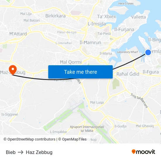 Bieb to Haz Zebbug map