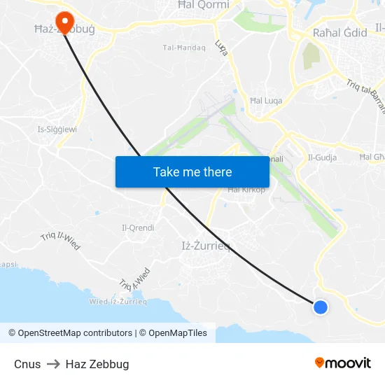 Cnus to Haz Zebbug map