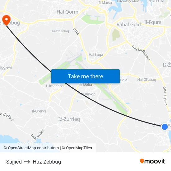 Sajjied to Haz Zebbug map