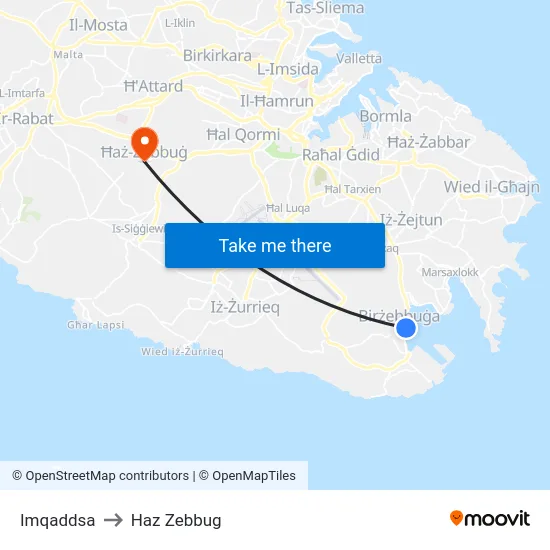 Imqaddsa to Haz Zebbug map