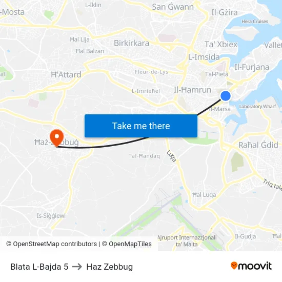 Blata L-Bajda 5 to Haz Zebbug map