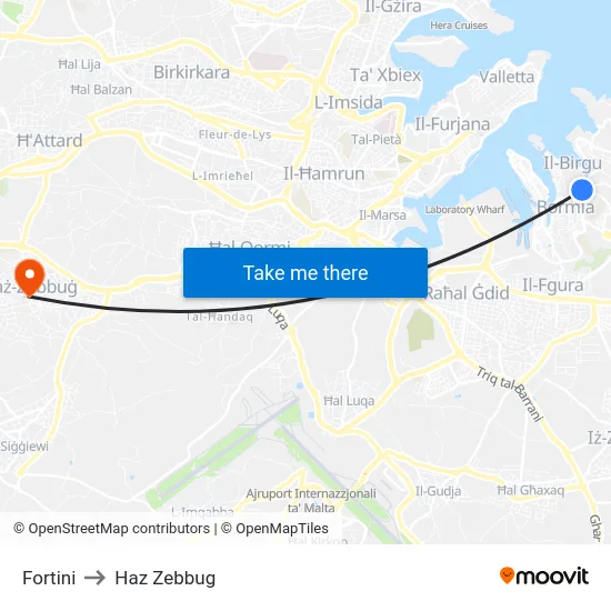 Fortini to Haz Zebbug map