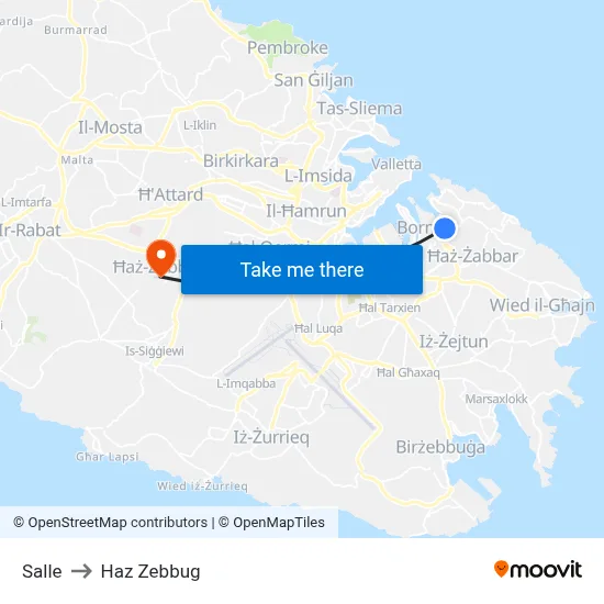 Salle to Haz Zebbug map