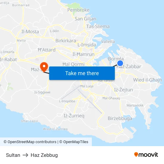 Sultan to Haz Zebbug map