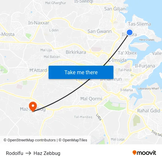 Rodolfu to Haz Zebbug map