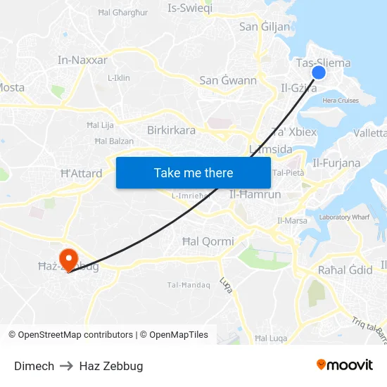 Dimech to Haz Zebbug map