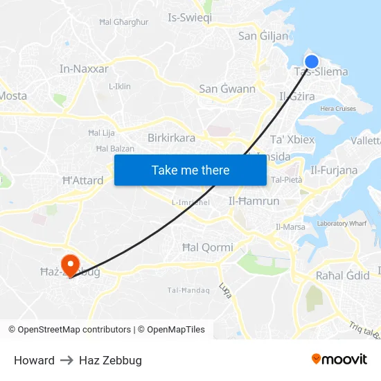 Howard to Haz Zebbug map