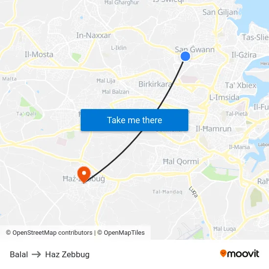 Balal to Haz Zebbug map