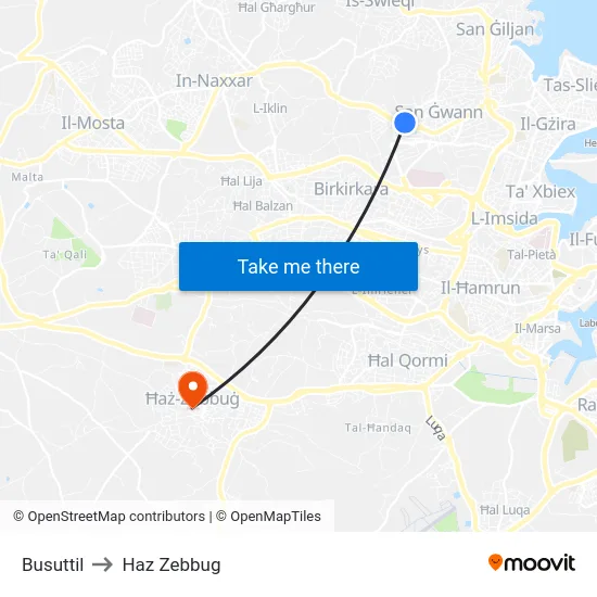 Busuttil to Haz Zebbug map