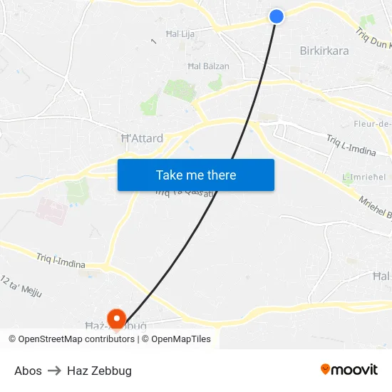 Abos to Haz Zebbug map