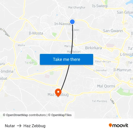 Nutar to Haz Zebbug map