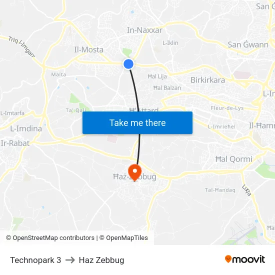 Technopark 3 to Haz Zebbug map