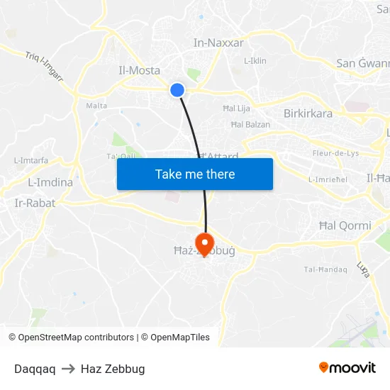 Daqqaq to Haz Zebbug map