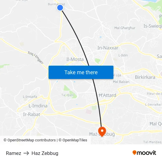 Ramez to Haz Zebbug map