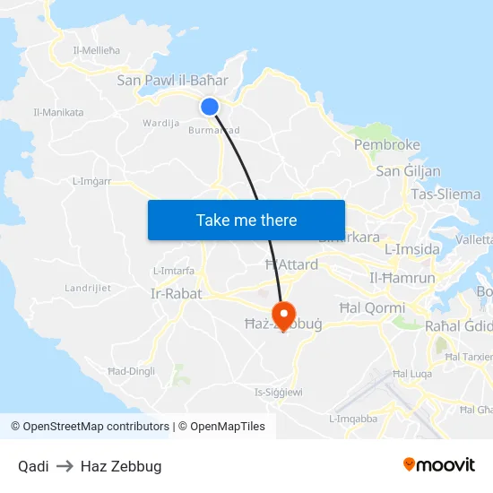 Qadi to Haz Zebbug map