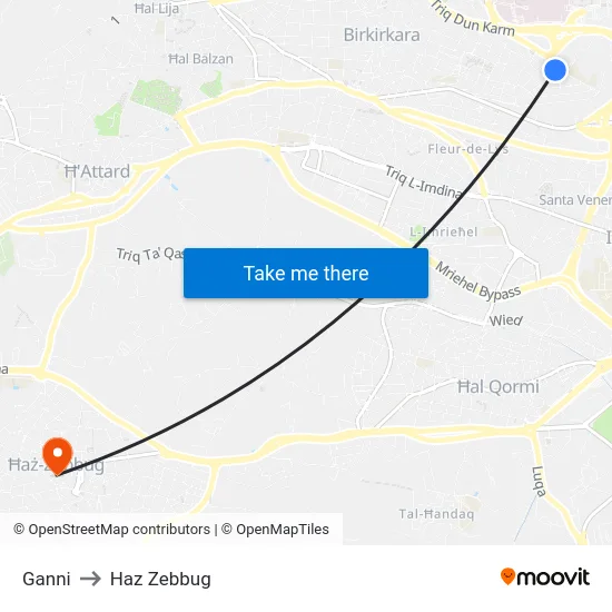 Ganni to Haz Zebbug map